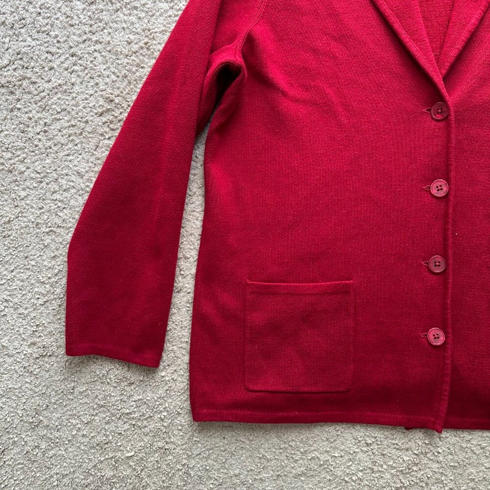 Talbots Sweater Womens 1X Cardigan Button Close V Neck Notched Red Long Sleeve - Picture 6 of 12